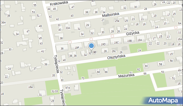 Otwock, Olsztyńska, 30A, mapa Otwock