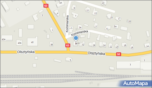 Pisz, Olsztyńska, 36, mapa Pisz