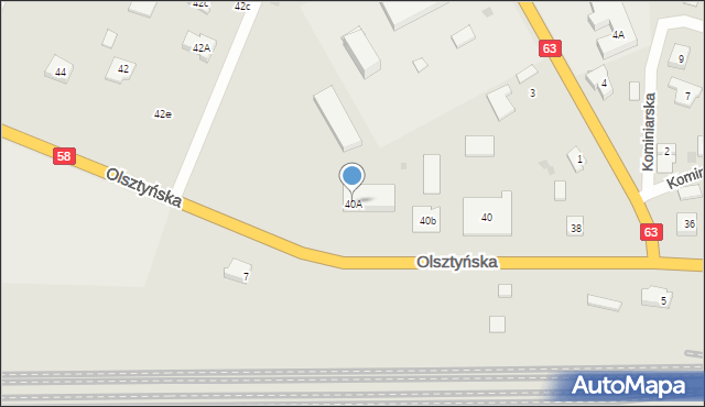 Pisz, Olsztyńska, 40A, mapa Pisz