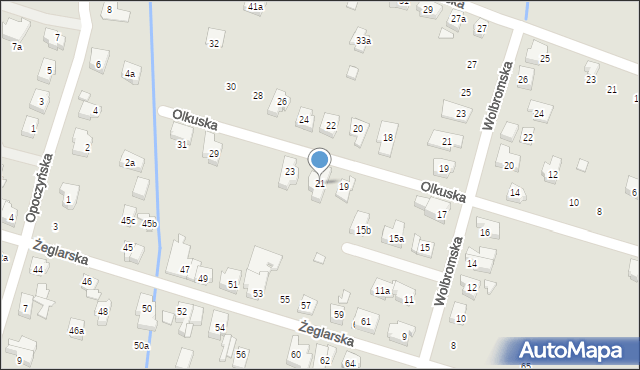 Poznań, Olkuska, 21, mapa Poznania