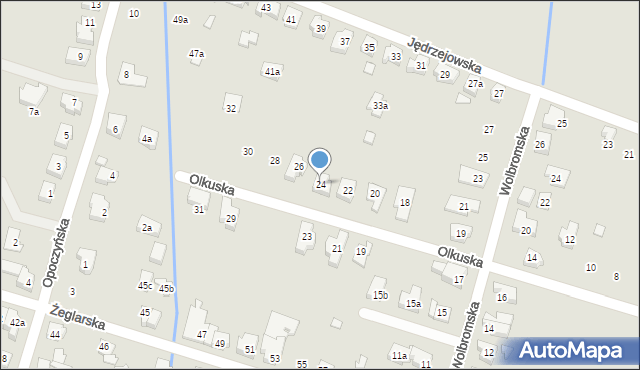 Poznań, Olkuska, 24, mapa Poznania