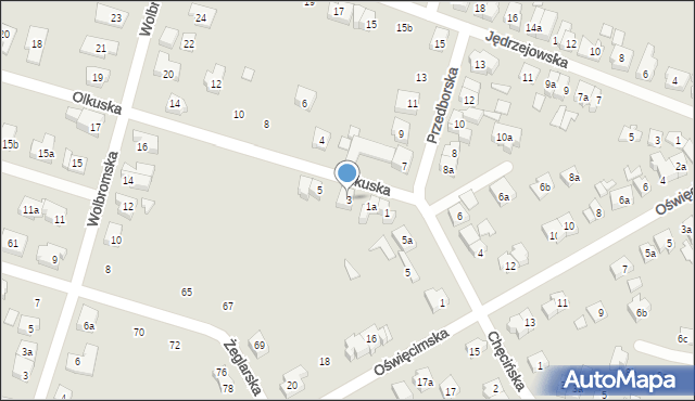 Poznań, Olkuska, 3, mapa Poznania