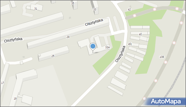 Radom, Olsztyńska, 33A, mapa Radomia