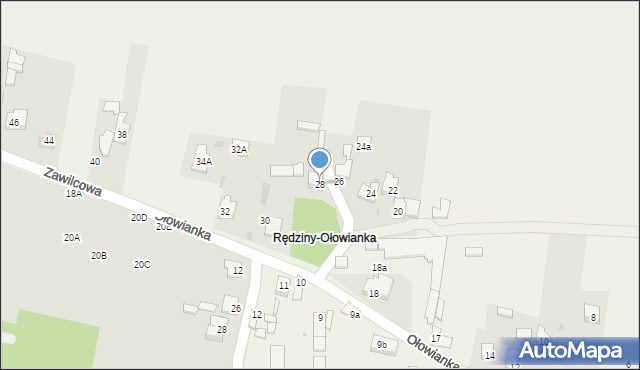 Rędziny, Ołowianka, 28, mapa Rędziny