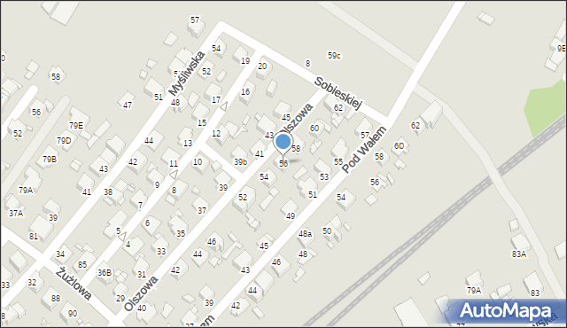 Rybnik, Olszowa, 56, mapa Rybnika