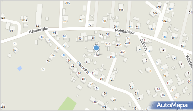 Rybnik, Olszycka, 11A, mapa Rybnika