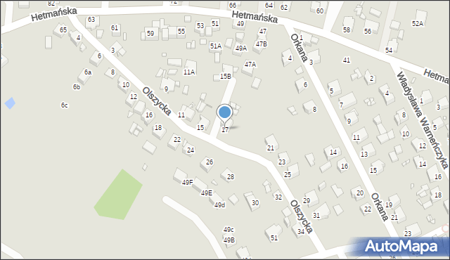 Rybnik, Olszycka, 17, mapa Rybnika