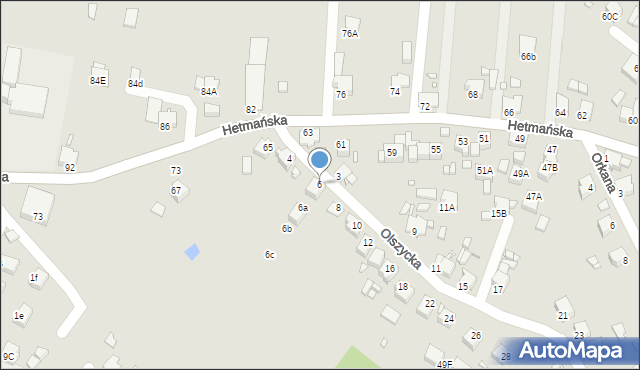 Rybnik, Olszycka, 6, mapa Rybnika