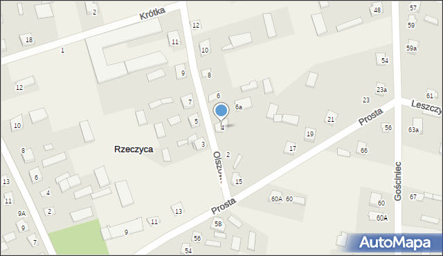 Rzeczyca, Olszowa, 4, mapa Rzeczyca