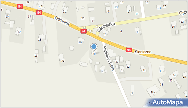 Sieniczno, Olkuska, 28, mapa Sieniczno