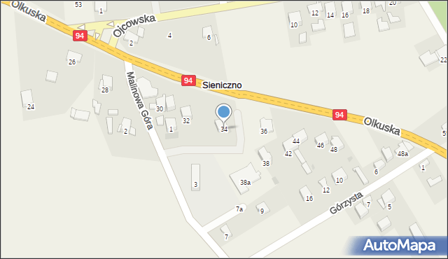 Sieniczno, Olkuska, 34, mapa Sieniczno