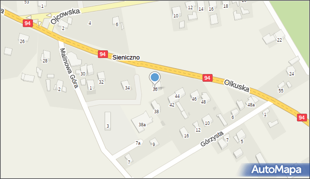 Sieniczno, Olkuska, 36, mapa Sieniczno
