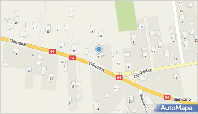 Sieniczno, Olkuska, 51, mapa Sieniczno