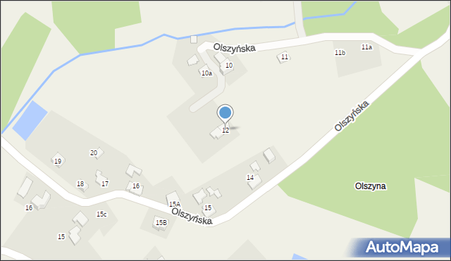 Skrzyszów, Olszyńska, 12, mapa Skrzyszów