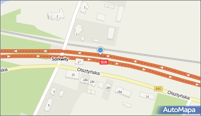 Sorkwity, Olsztyńska, 15, mapa Sorkwity