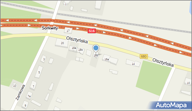 Sorkwity, Olsztyńska, 16b, mapa Sorkwity