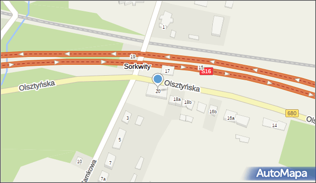 Sorkwity, Olsztyńska, 20, mapa Sorkwity