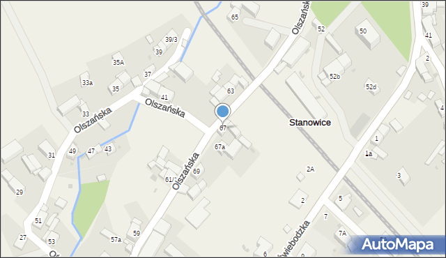 Stanowice, Olszańska, 67, mapa Stanowice