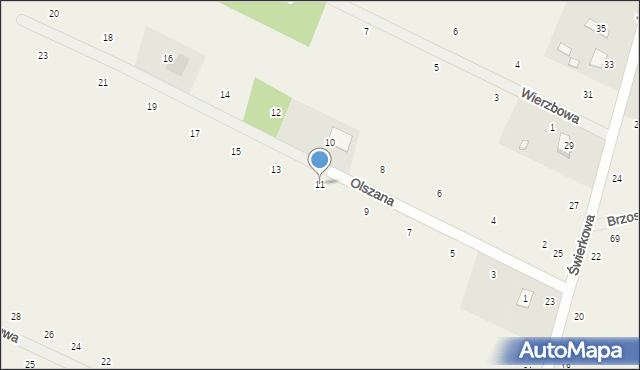 Suszno, Olszana, 11, mapa Suszno