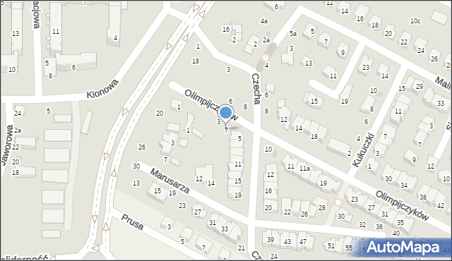 Świdnik, Olimpijczyków, 7, mapa Świdnika