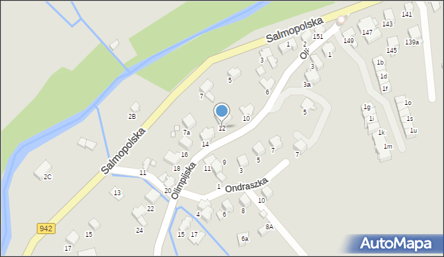 Szczyrk, Olimpijska, 12, mapa Szczyrk