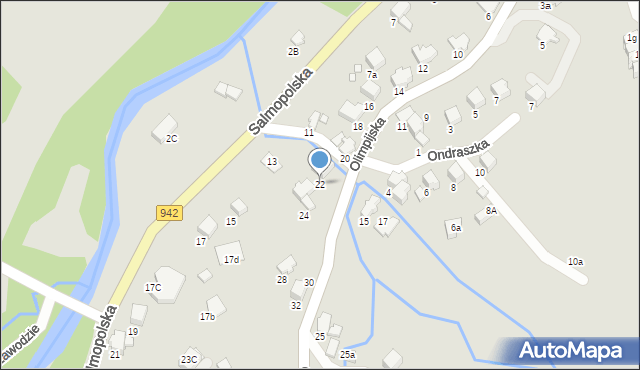 Szczyrk, Olimpijska, 22, mapa Szczyrk