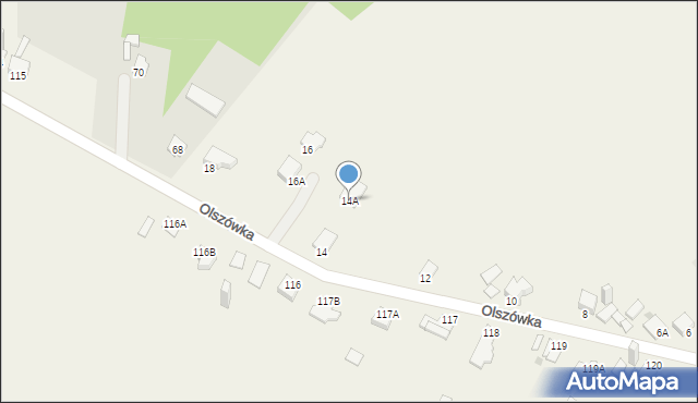 Szewna, Olszówka, 14A, mapa Szewna