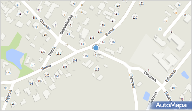 Tarnobrzeg, Olszowa, 2, mapa Tarnobrzegu