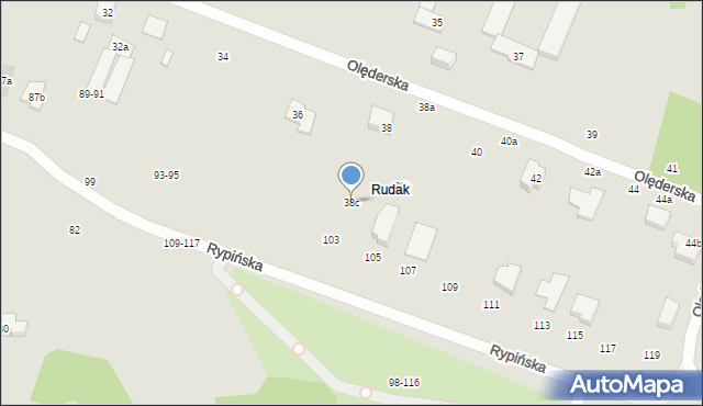Toruń, Olęderska, 38c, mapa Torunia