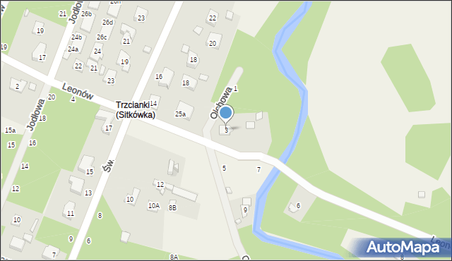 Trzcianki Osada, Olchowa, 3, mapa Trzcianki Osada