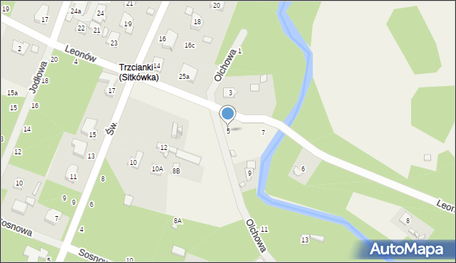 Trzcianki Osada, Olchowa, 5, mapa Trzcianki Osada