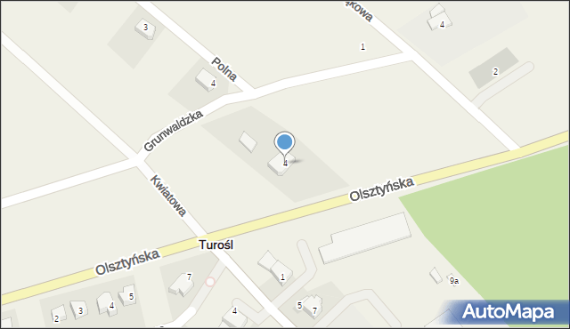 Turośl, Olsztyńska, 4, mapa Turośl