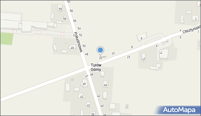 Turów, Olsztyńska, 12, mapa Turów