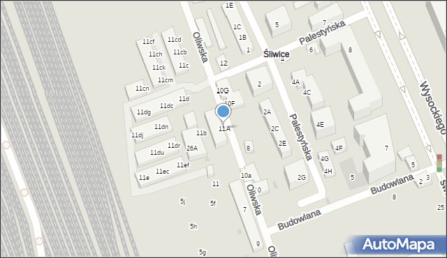 Warszawa, Oliwska, 11A, mapa Warszawy