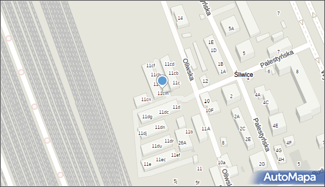 Warszawa, Oliwska, 11cm, mapa Warszawy