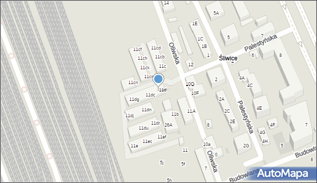 Warszawa, Oliwska, 11da, mapa Warszawy