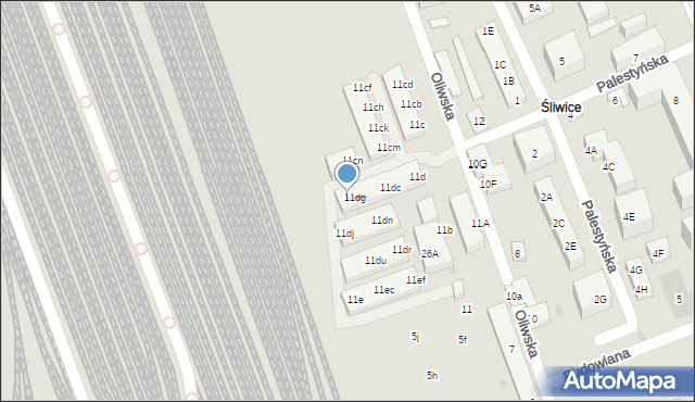 Warszawa, Oliwska, 11dh, mapa Warszawy