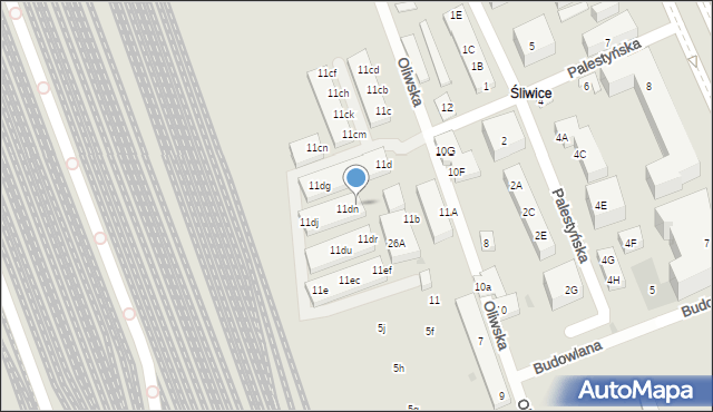 Warszawa, Oliwska, 11dp, mapa Warszawy