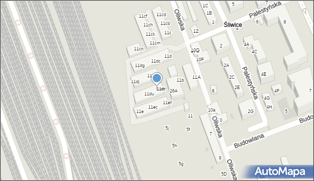 Warszawa, Oliwska, 11ds, mapa Warszawy