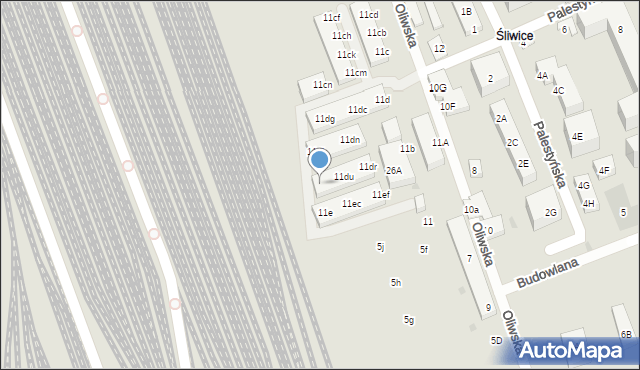 Warszawa, Oliwska, 11dy, mapa Warszawy