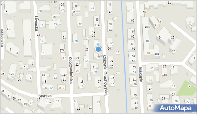 Warszawa, Olszynki Grochowskiej, 33, mapa Warszawy