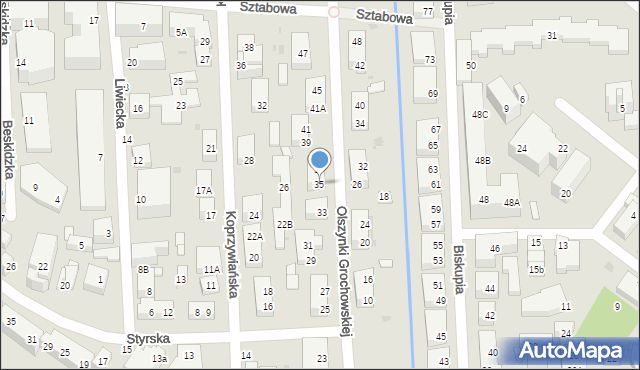 Warszawa, Olszynki Grochowskiej, 35, mapa Warszawy