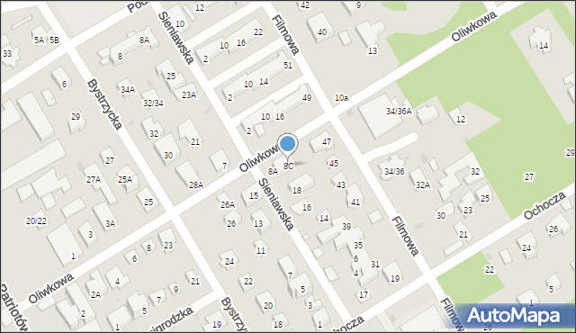 Warszawa, Oliwkowa, 8C, mapa Warszawy