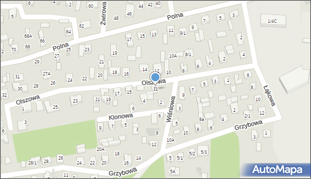 Wasilków, Olszowa, 11, mapa Wasilków