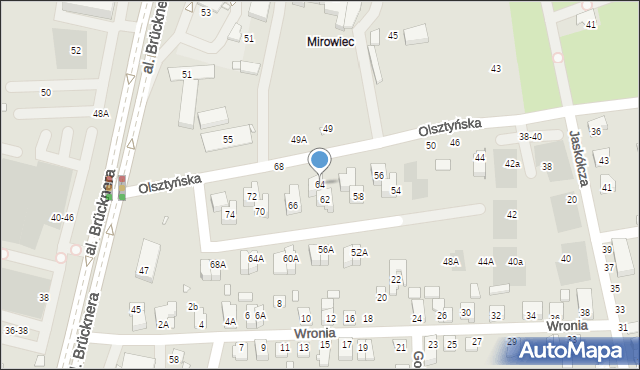 Wrocław, Olsztyńska, 64, mapa Wrocławia