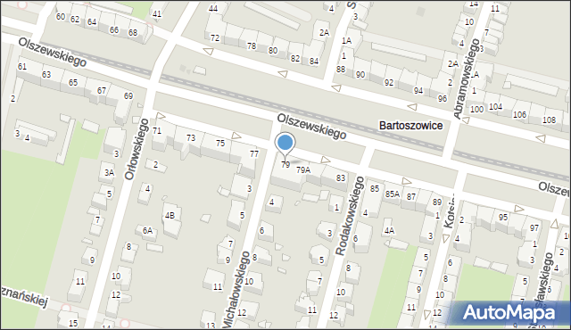 Wrocław, Olszewskiego Karola, 79, mapa Wrocławia