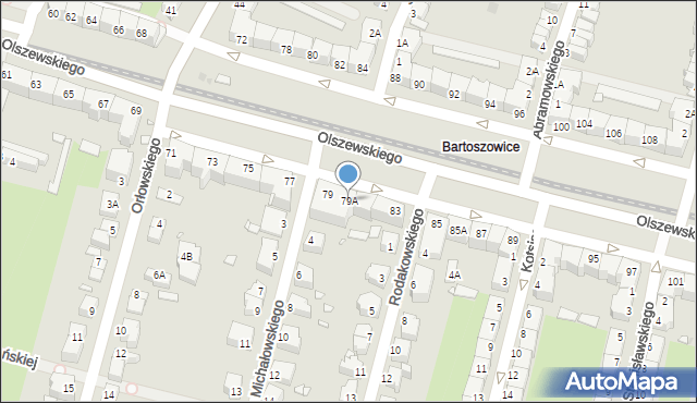 Wrocław, Olszewskiego Karola, 79A, mapa Wrocławia