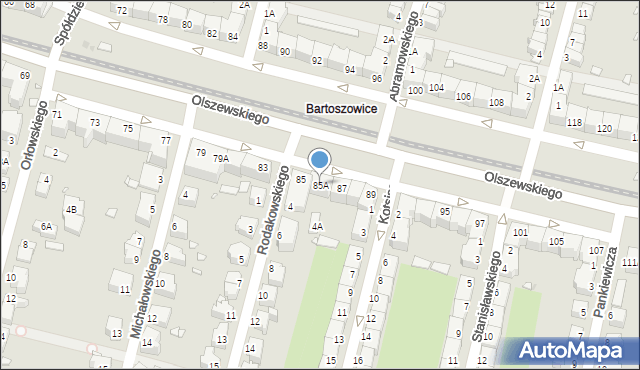 Wrocław, Olszewskiego Karola, 85A, mapa Wrocławia