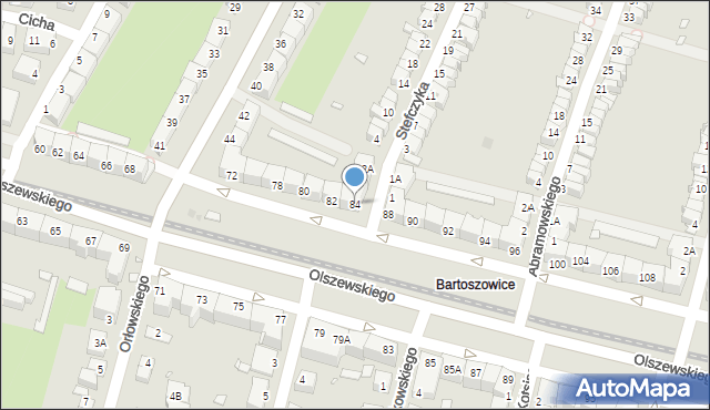 Wrocław, Olszewskiego Karola, 84, mapa Wrocławia