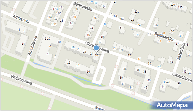 Wrocław, Olbrachtowska, 26, mapa Wrocławia